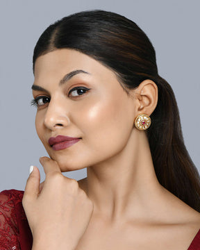 Rajratna Kundan Chakra Earrings