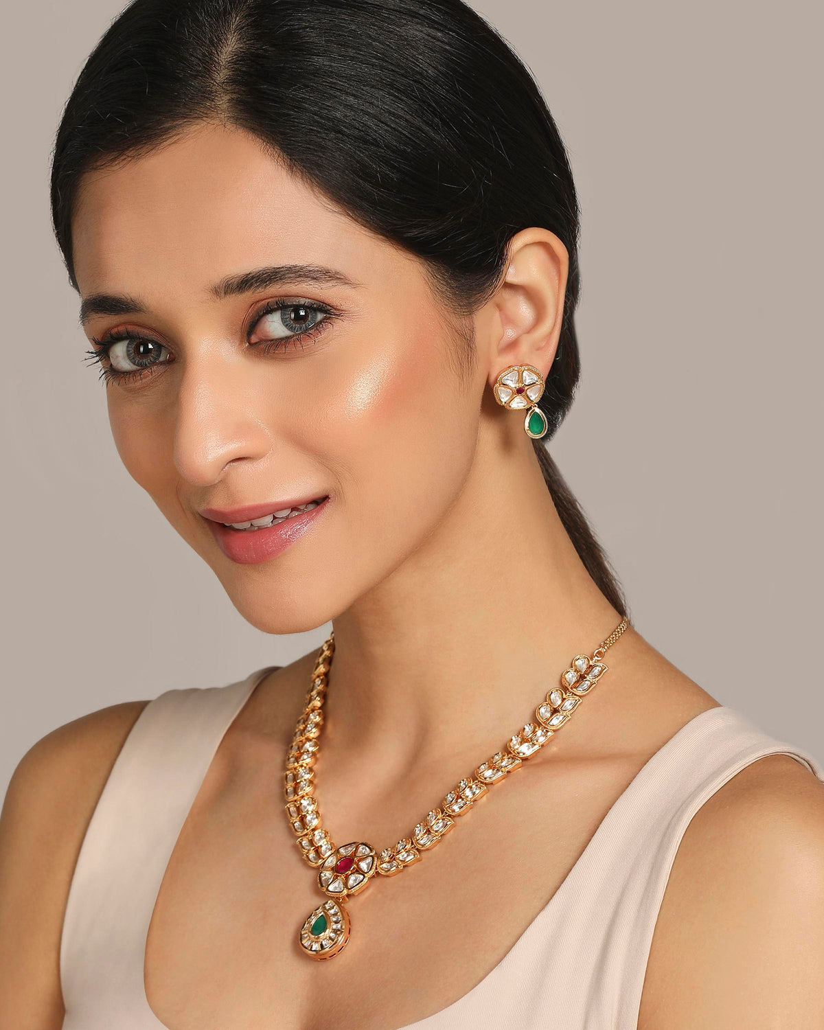 Badaam Drop Necklace Set