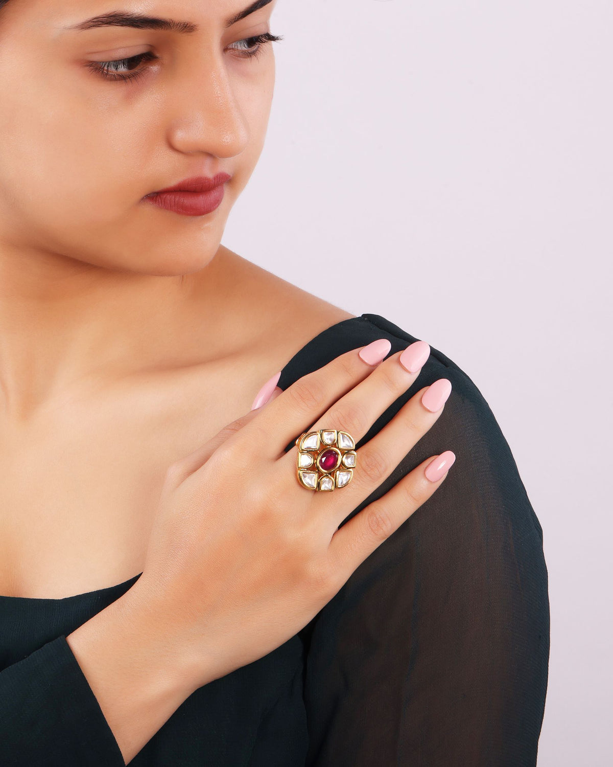 Rhombus Kundan Ring