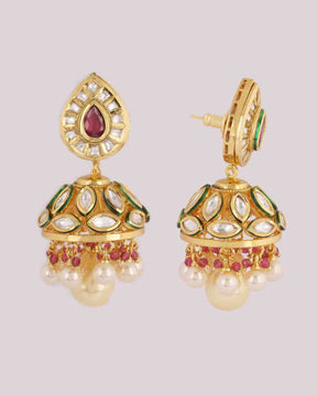 Paan Kundan Jhumka Earrings