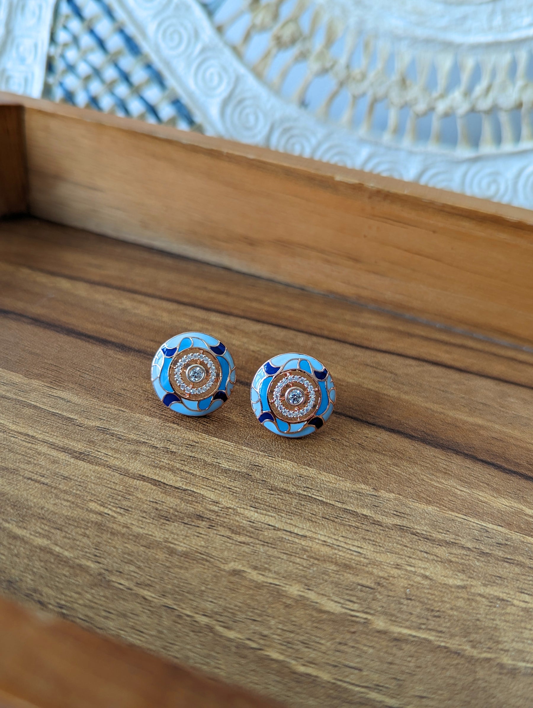 RE07 - Enamel Zircon Studs