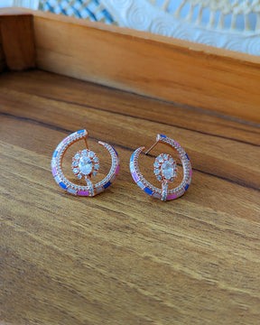 RE08 - Semi Hoop Meenakari Studs