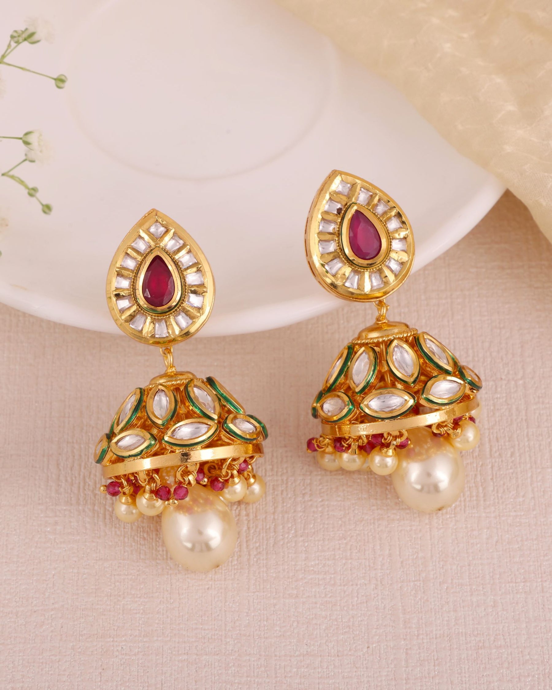 Buy Kundan Chandbali And Pearls Earrings Online Cheap Jhumka Earrings  Online Shopping Earrings  Shop From The Latest Collection Of Earrings For  Women  Girls Online Buy Studs Ear Cuff Drop 