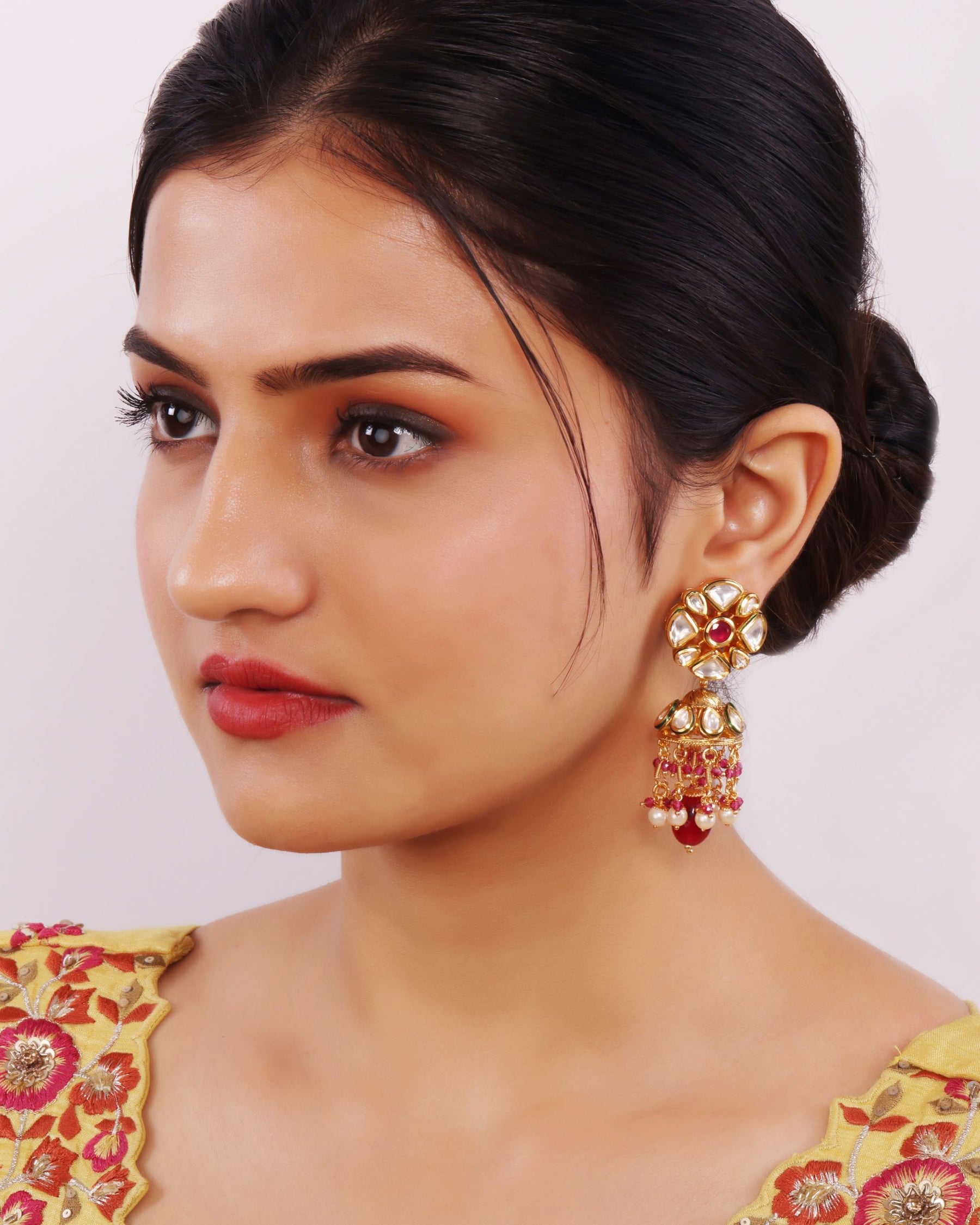 Fleur Kundan Jhumka Earrings