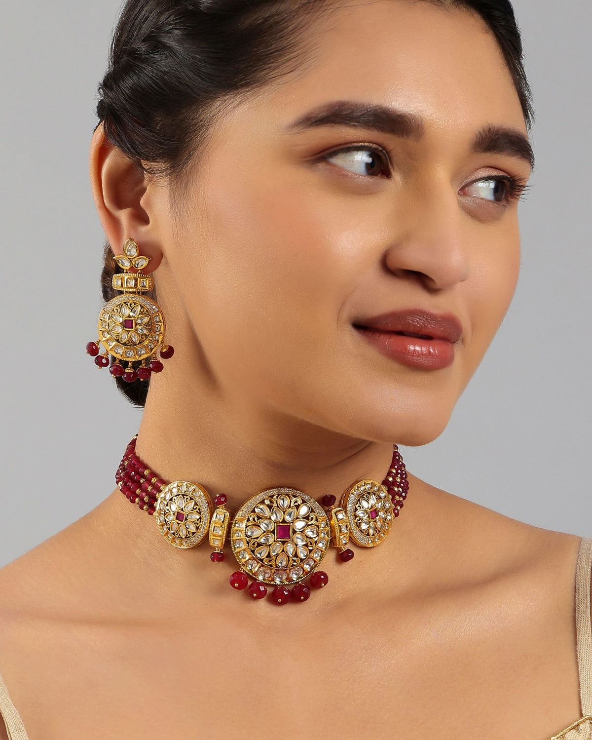 Crimson Bridal Kundan Choker Set