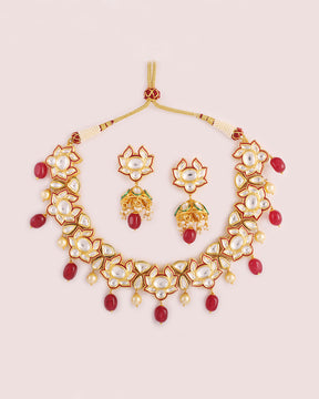 Lotus Enamel Necklace Set