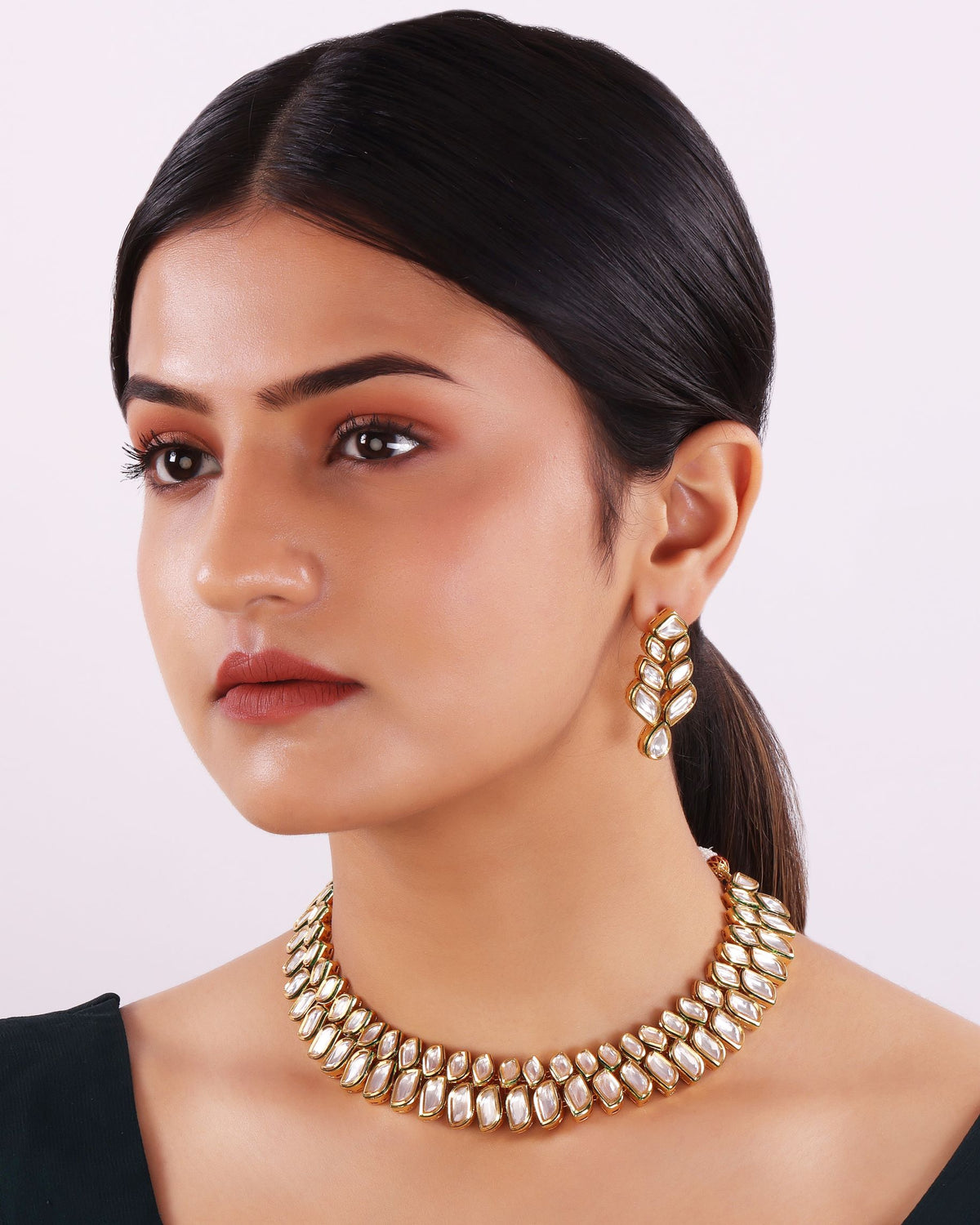 S Curve Kundan Necklace Set