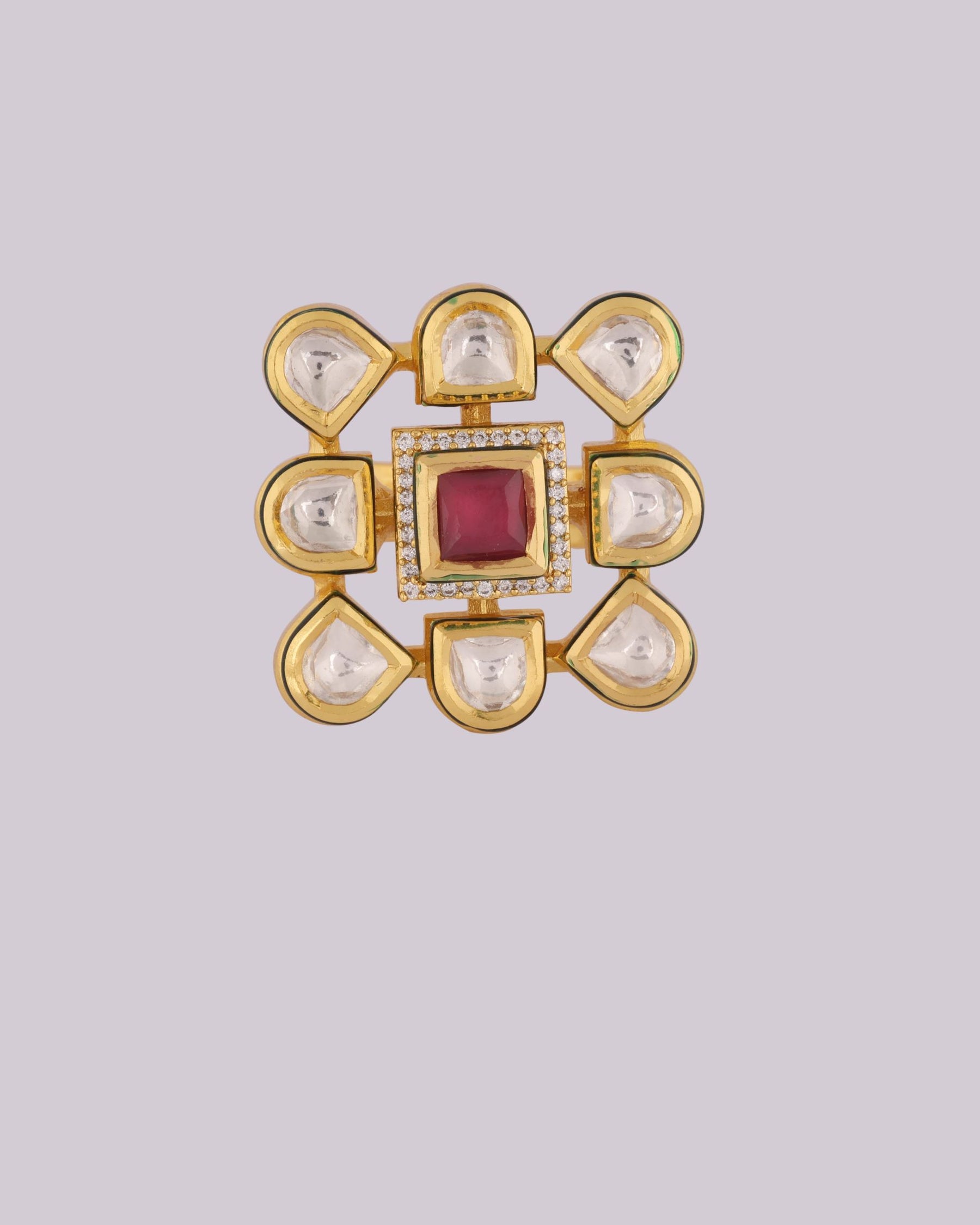 Square Kundan Ring