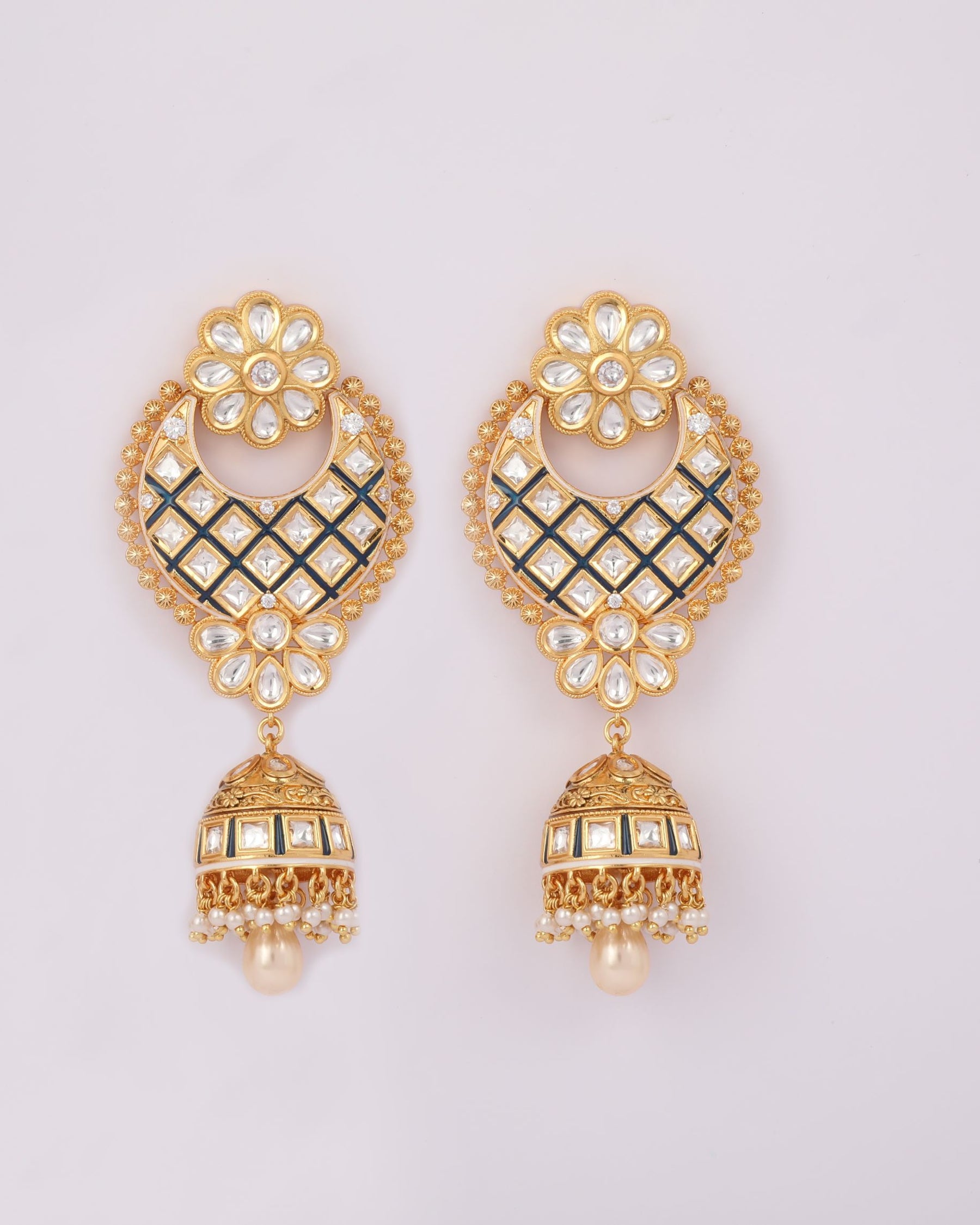 Lattice Bloom Kundan Earrings